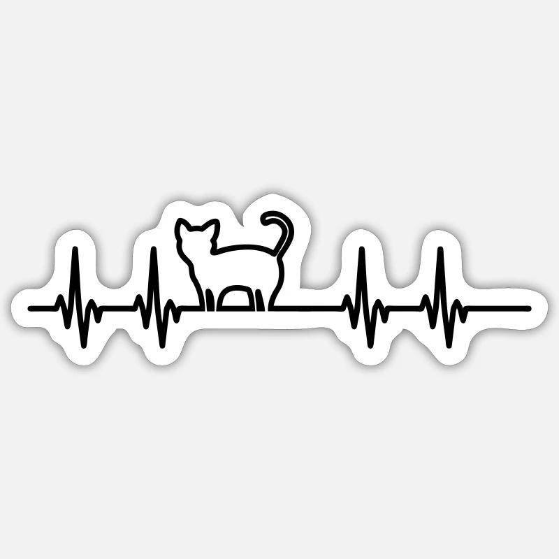 Pouls de chat - Sticker taille S (10 x 10 cm) - blanc mat