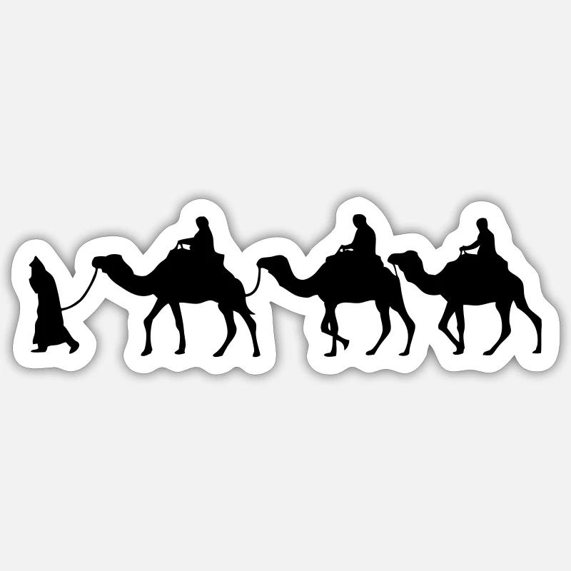 Camel - Dromedar - Kamel - Karawane - Sticker Größe S (10 x 10 cm) - Mattweiß