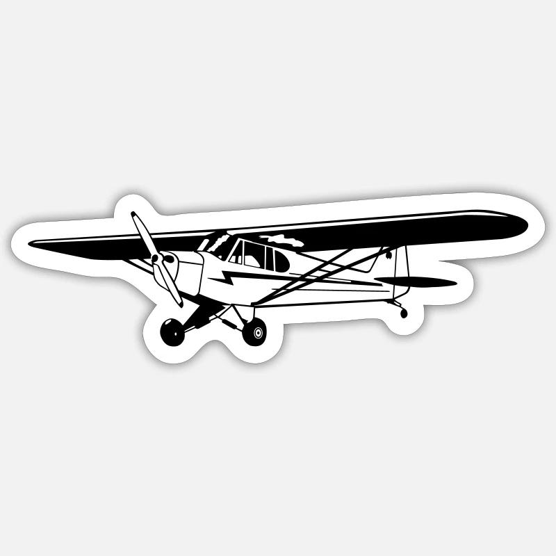 Piper Cub - Sticker Größe S (10 x 10 cm) - Mattweiß
