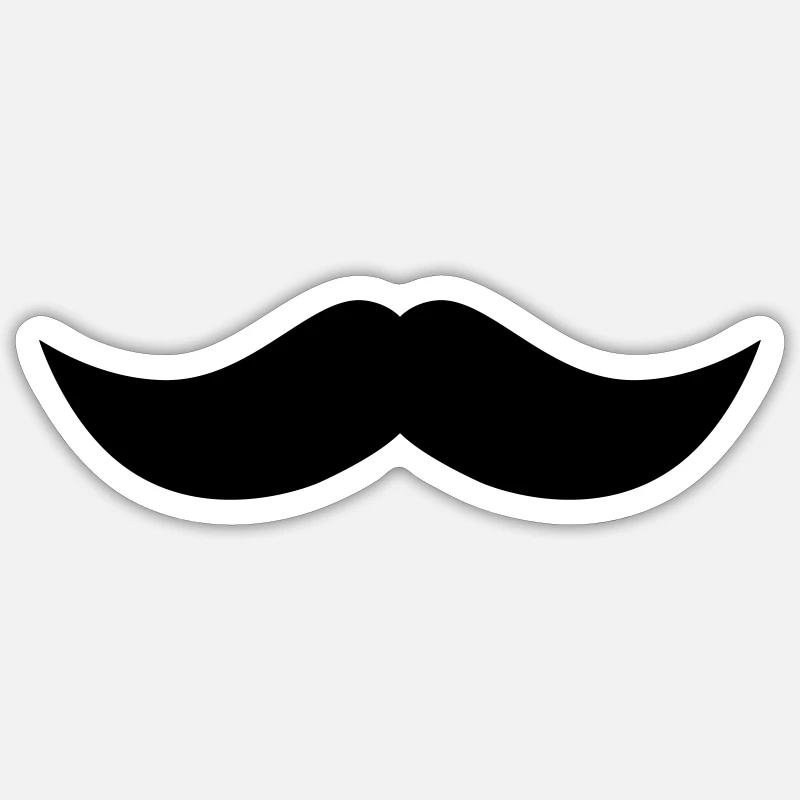 Schnurrbart 1 in Wunschfarbe - Sticker Größe S (10 x 10 cm) - Mattweiß