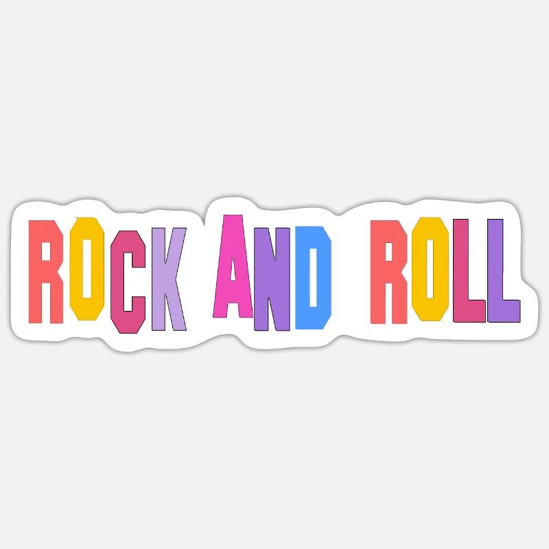 Rock and roll - Sticker taille S (10 x 10 cm) - blanc mat