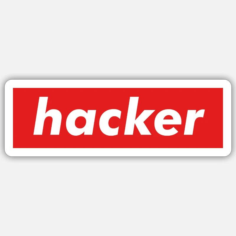 Hacker - Sticker taille S (10 x 10 cm) - blanc mat