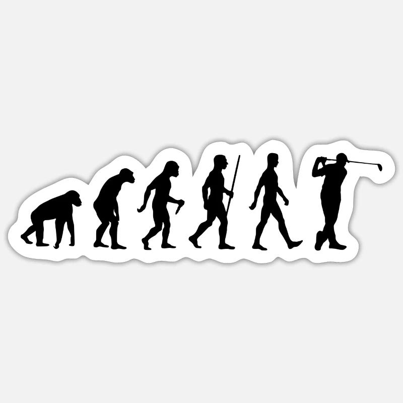 Golf Evolution Golfer Entwicklung Golfen - Sticker Größe S (10 x 10 cm) - Mattweiß