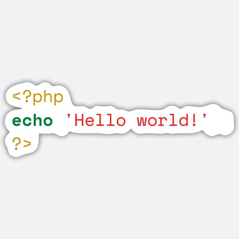 PHP Bonjour Monde Sticker taille S (10 x 10 cm)