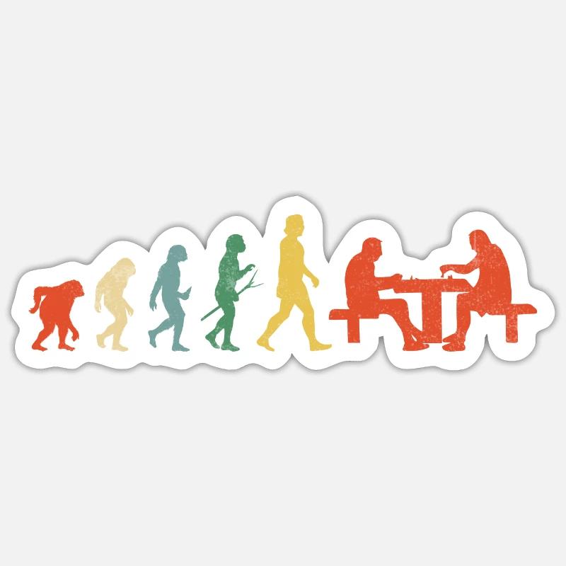 Schachspieler Evolution Schach Geschenk Sticker Größe S (10 x 10 cm)