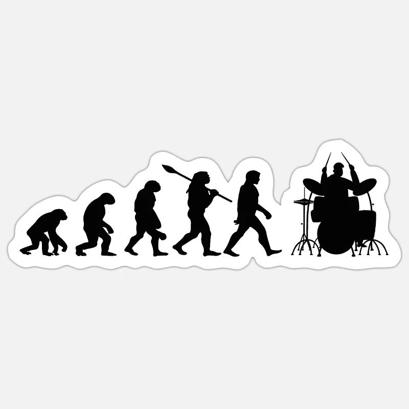 Evolution Drummer Player Drummer Player Geschenk Sticker Größe S (10 x 10 cm)