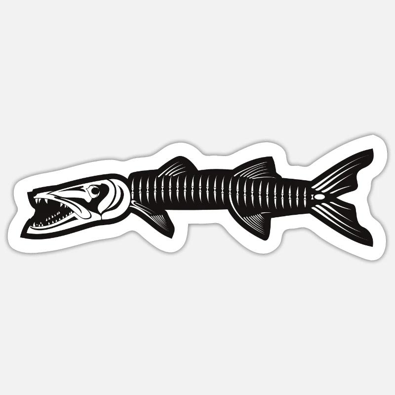 Squelette de Barracuda Sticker taille S (10 x 10 cm)