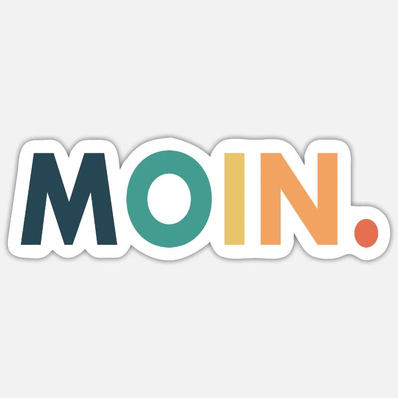 Moin Retro Geschenk Dialekt Deutsch - Sticker Größe S (10 x 10 cm) - Mattweiß