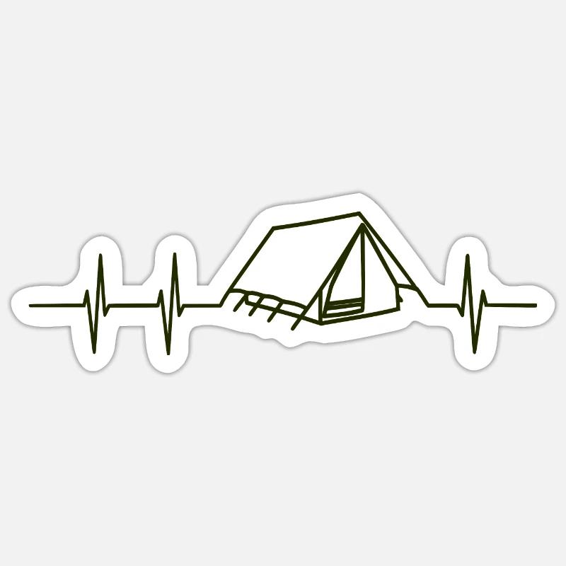 Fréquence cardiaque Camping - Sticker taille S (10 x 10 cm) - blanc mat