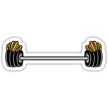 Weightlifting French Fries Bodybuilder - Sticker size S (10 x 10 cm) - white matte - Front