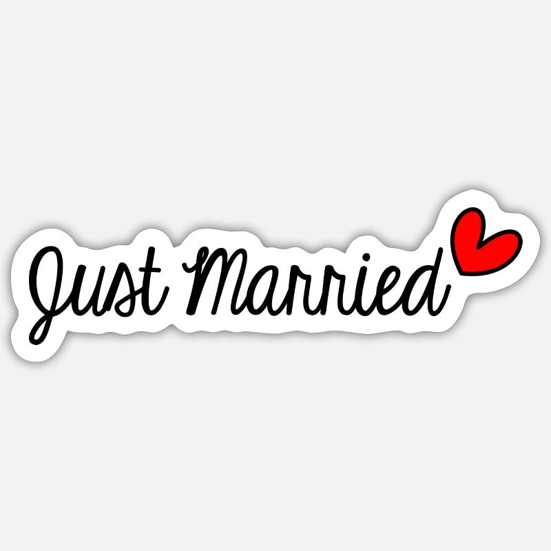 JUST MARRIED. SAINT VALENTIN. EVJF. JE T'AIME - Sticker taille S (10 x 10 cm) - blanc mat