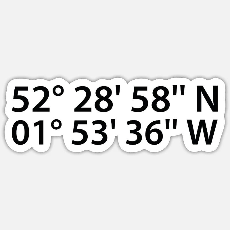 Coordonnées de Birmingham - Sticker taille S (10 x 10 cm) - blanc mat