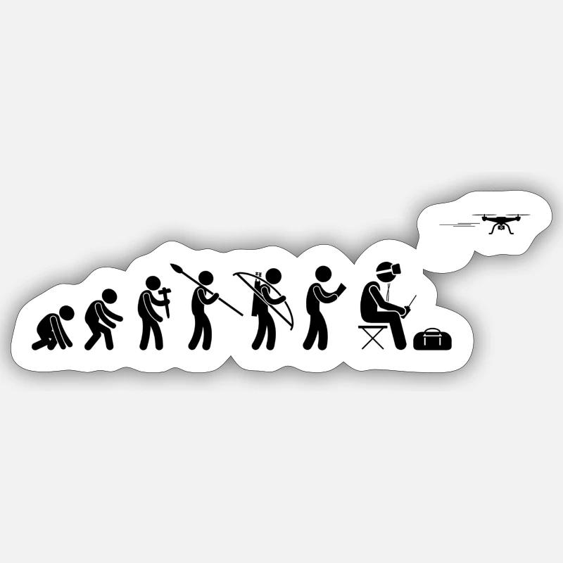 Drohne Evolution - Sticker Größe S (10 x 10 cm) - Mattweiß