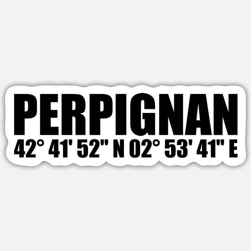 Perpignan coordinates - Sticker size S (10 x 10 cm) - white matte