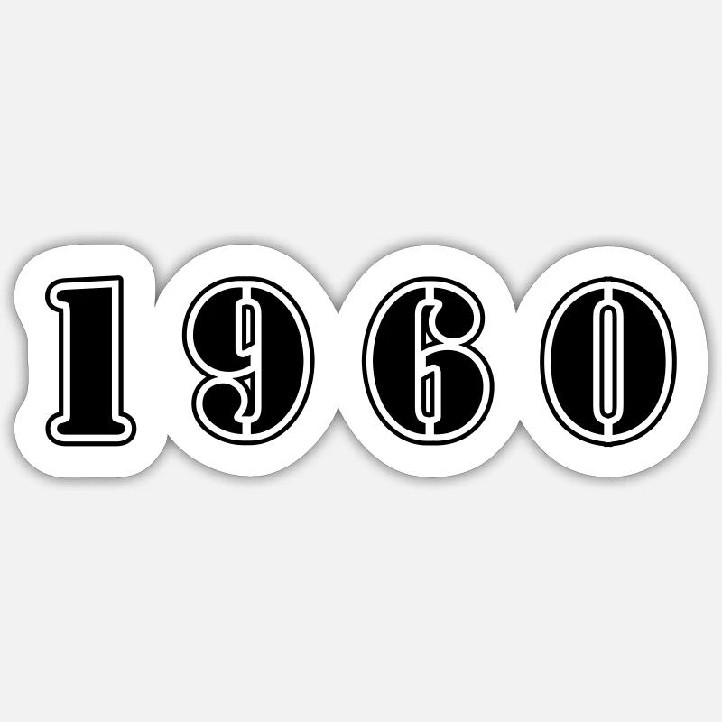 1960 anniversaire - Sticker taille S (10 x 10 cm) - blanc mat