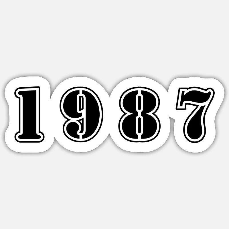 1987 anniversaire - Sticker taille S (10 x 10 cm) - blanc mat