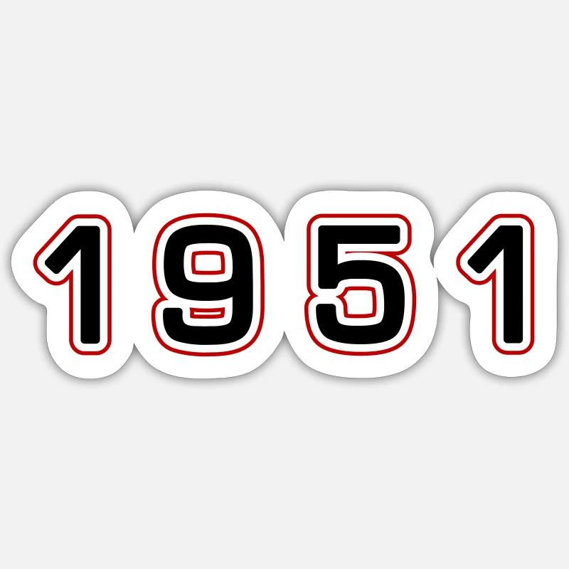 Numéro de l’année 1951 - Sticker taille S (10 x 10 cm) - blanc mat