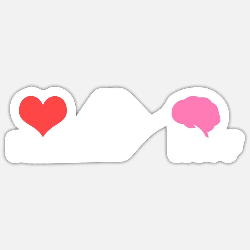 Herz > Kopf - Sticker Größe S (10 x 10 cm) - Mattweiß
