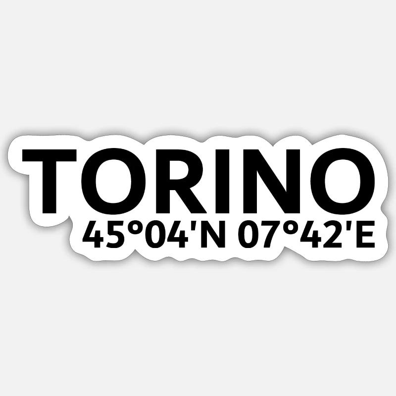 Coordonnées de Turin - Sticker taille S (10 x 10 cm) - blanc mat