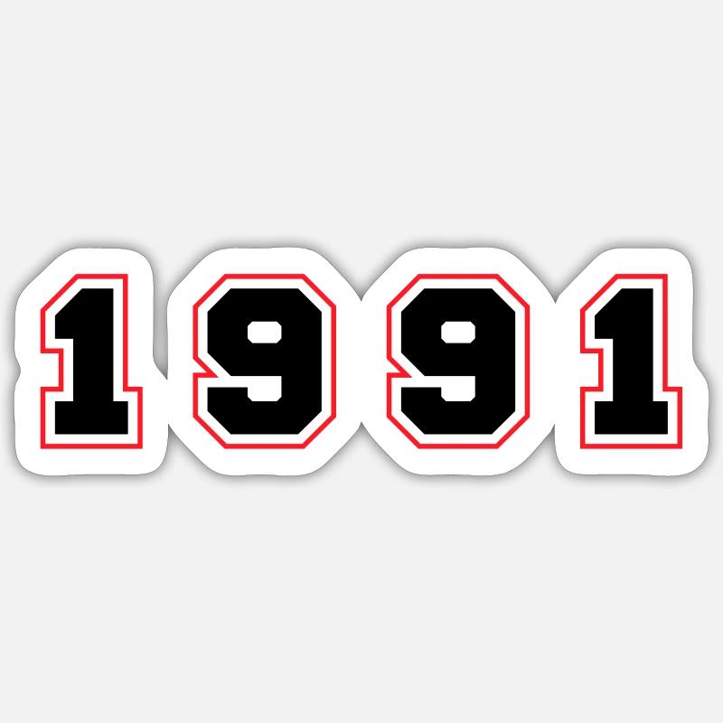 1991 Year Number - Sticker size S (10 x 10 cm) - white matte
