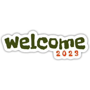 Welcome to 2023 font design street fashion - Sticker Größe S (10 x 10 cm) - Mattweiß - Vorne