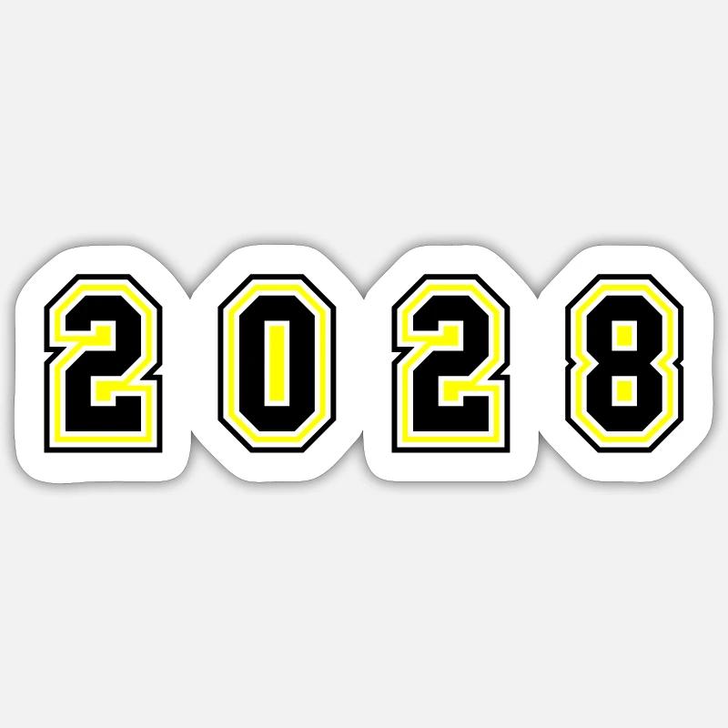Numéro de l’année 2028 - Sticker taille S (10 x 10 cm) - blanc mat