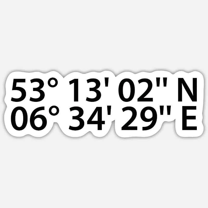 Coordonnées de Groningue - Sticker taille S (10 x 10 cm) - blanc mat
