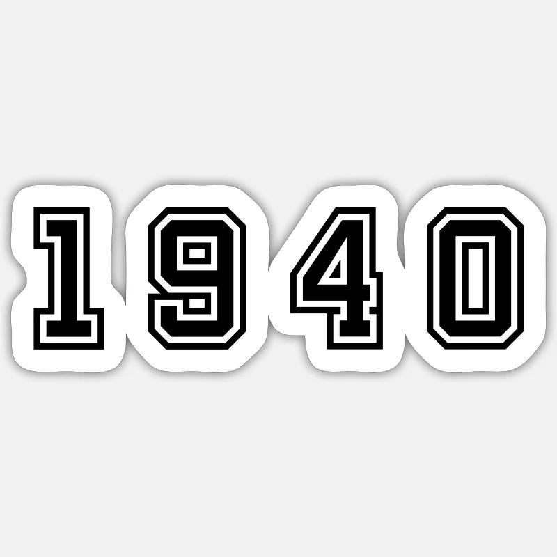 1940 numéro d'année - Sticker taille S (10 x 10 cm) - blanc mat