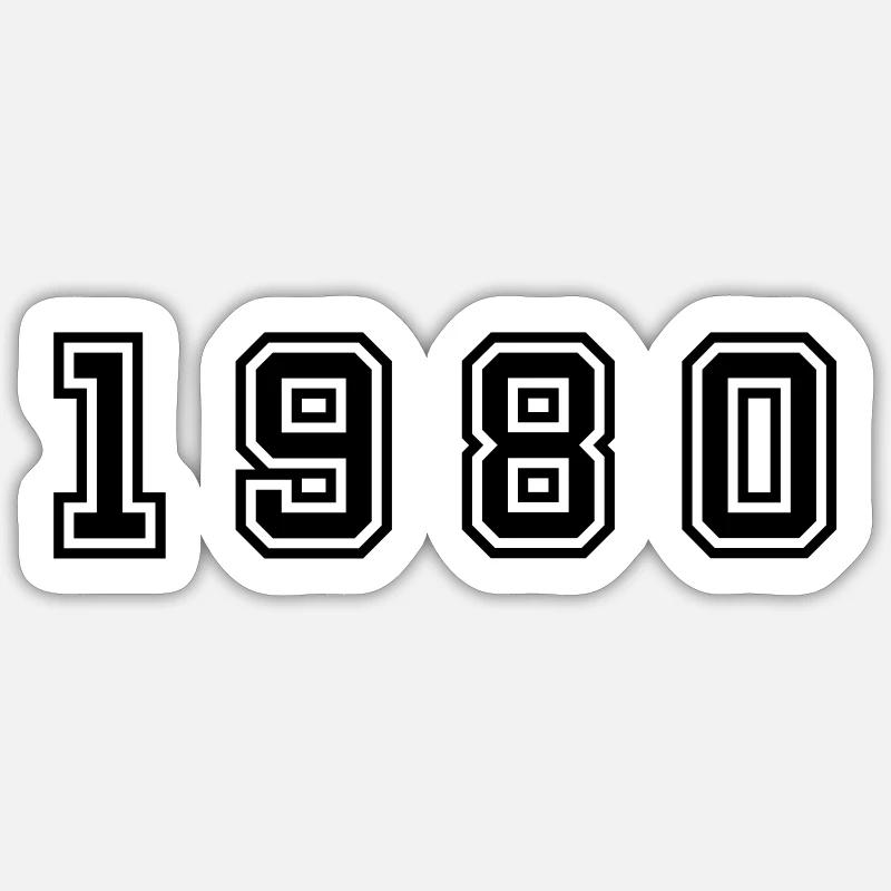 Numéro de l’année 1980 - Sticker taille S (10 x 10 cm) - blanc mat