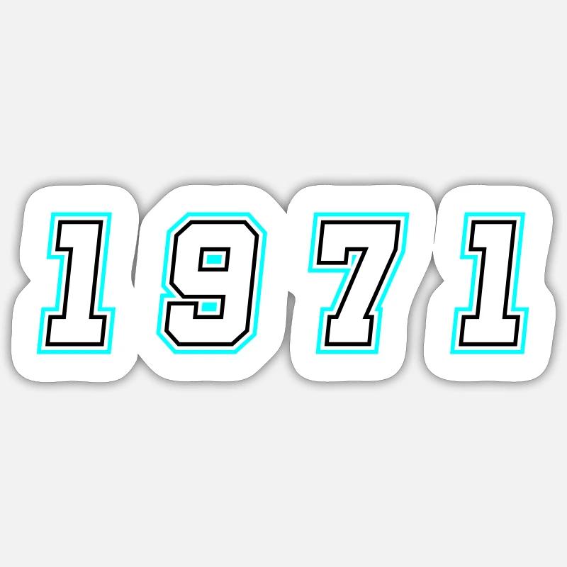 Numéro de l’année 1971 - Sticker taille S (10 x 10 cm) - blanc mat