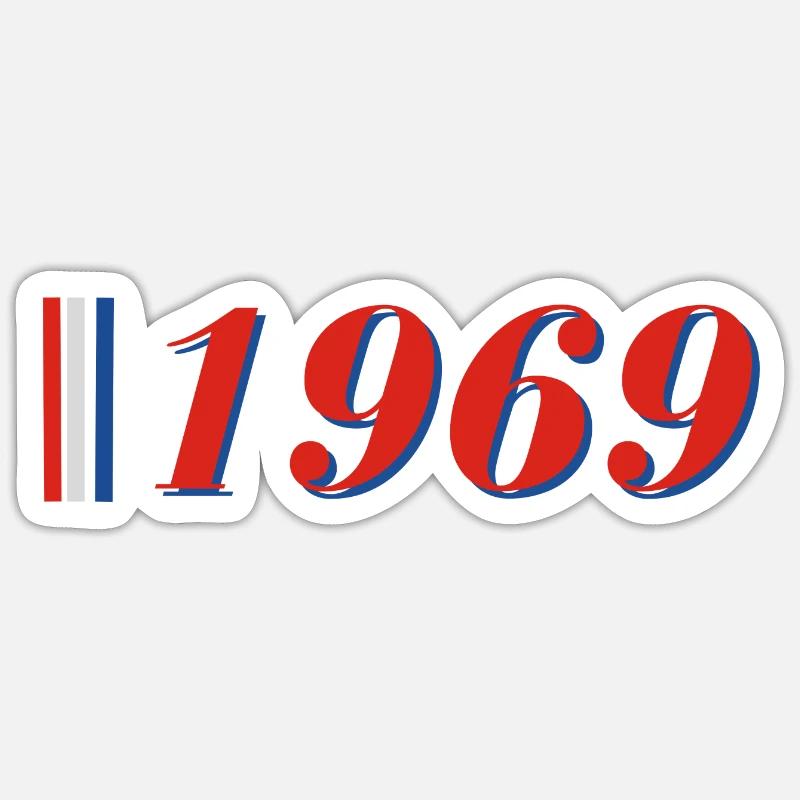 Année 1969 - Sticker taille S (10 x 10 cm) - blanc mat