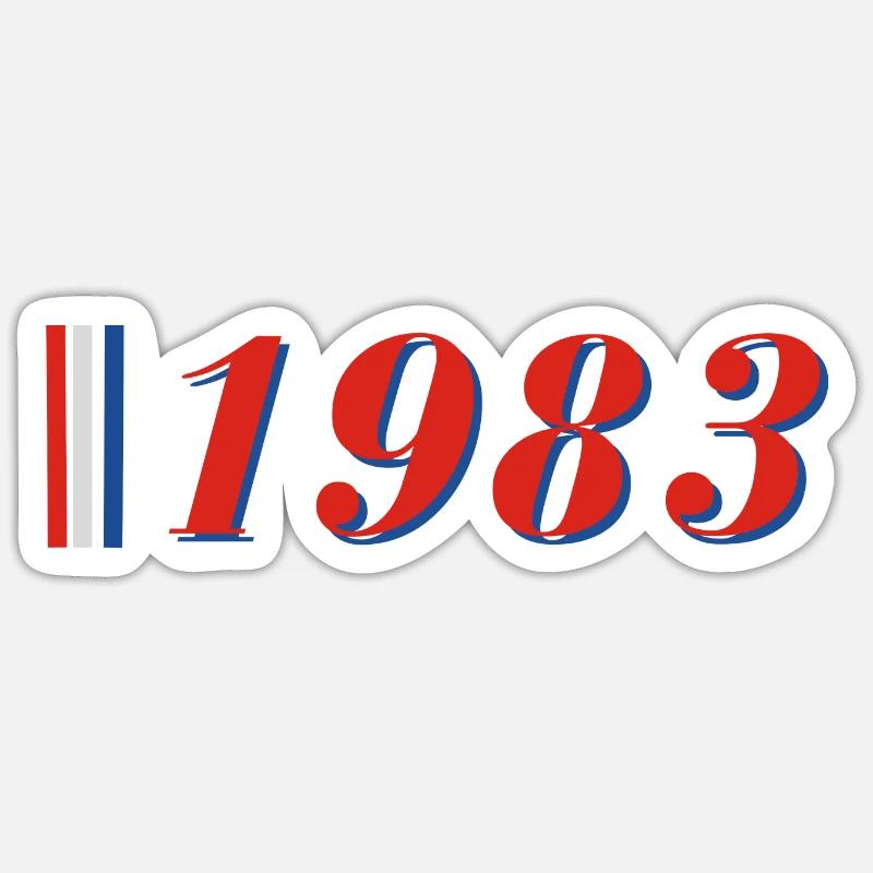 Année 1983 - Sticker taille S (10 x 10 cm) - blanc mat