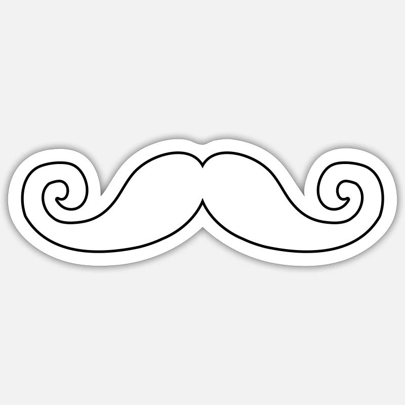 Moustache - Sticker taille S (10 x 10 cm) - blanc mat