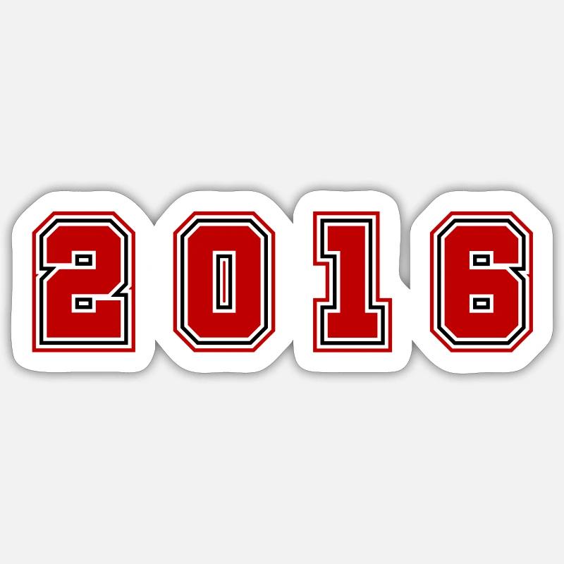 2016 Year Number - Sticker size S (10 x 10 cm) - white matte