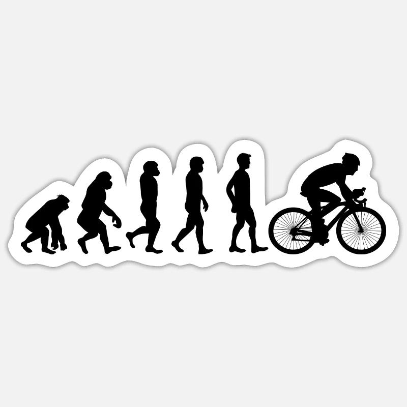 Fahrrad Evolution schwarz - Sticker Größe S (10 x 10 cm) - Mattweiß