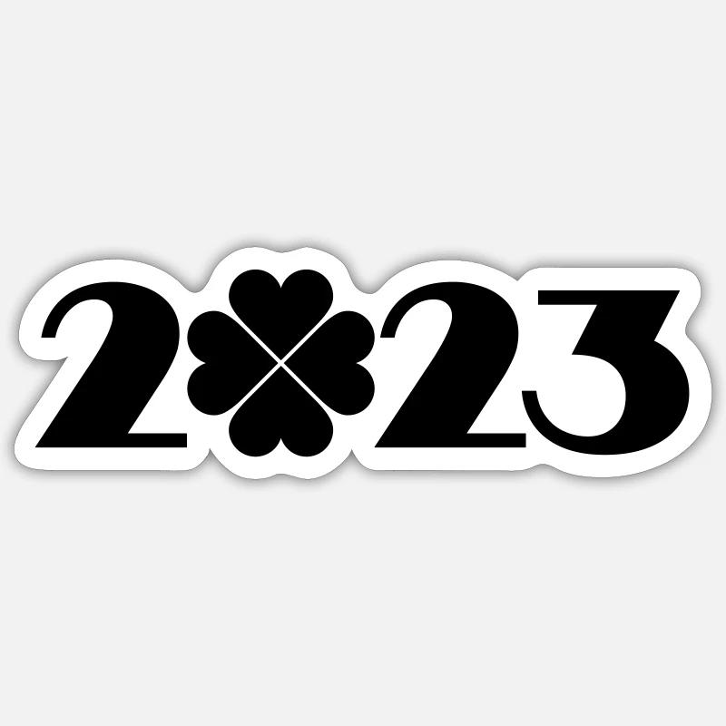 Patricks Tag 2023, Kleeblatt 2023 - Sticker Größe S (10 x 10 cm) - Mattweiß