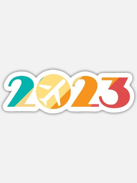Flug, Reise, Urlaub, 2023 - Sticker Größe S (10 x 10 cm) - Mattweiß