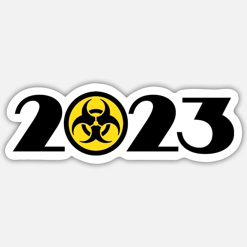 Biohazard 2023, Danger 2023 - Sticker taille S (10 x 10 cm) - blanc mat
