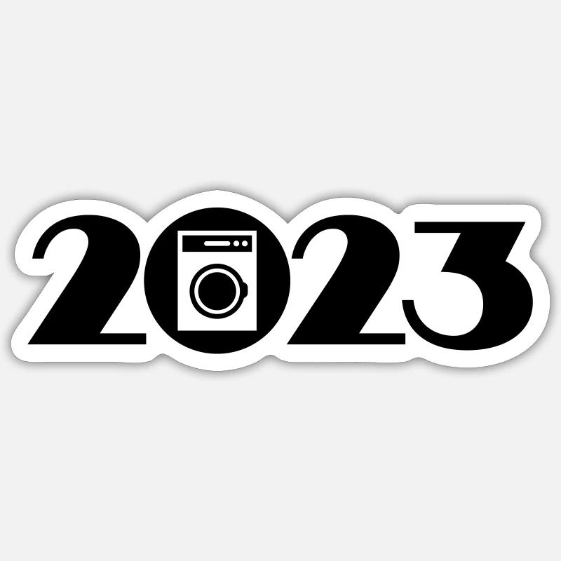 Washing machine, laundry 2023 - Sticker size S (10 x 10 cm) - white matte