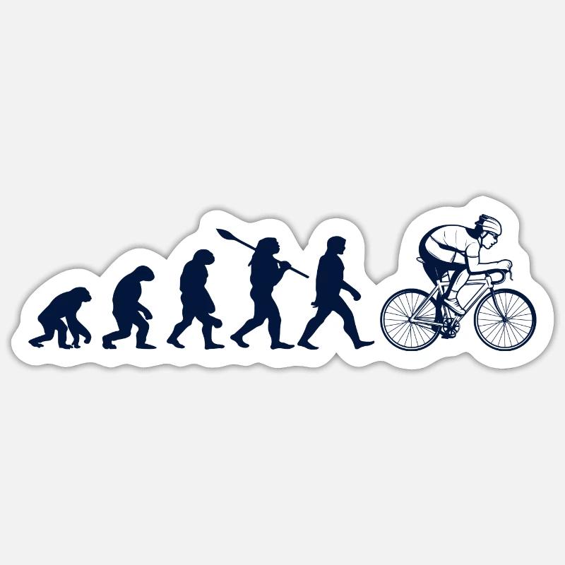 Evolution of cycling - Sticker size S (10 x 10 cm) - white matte