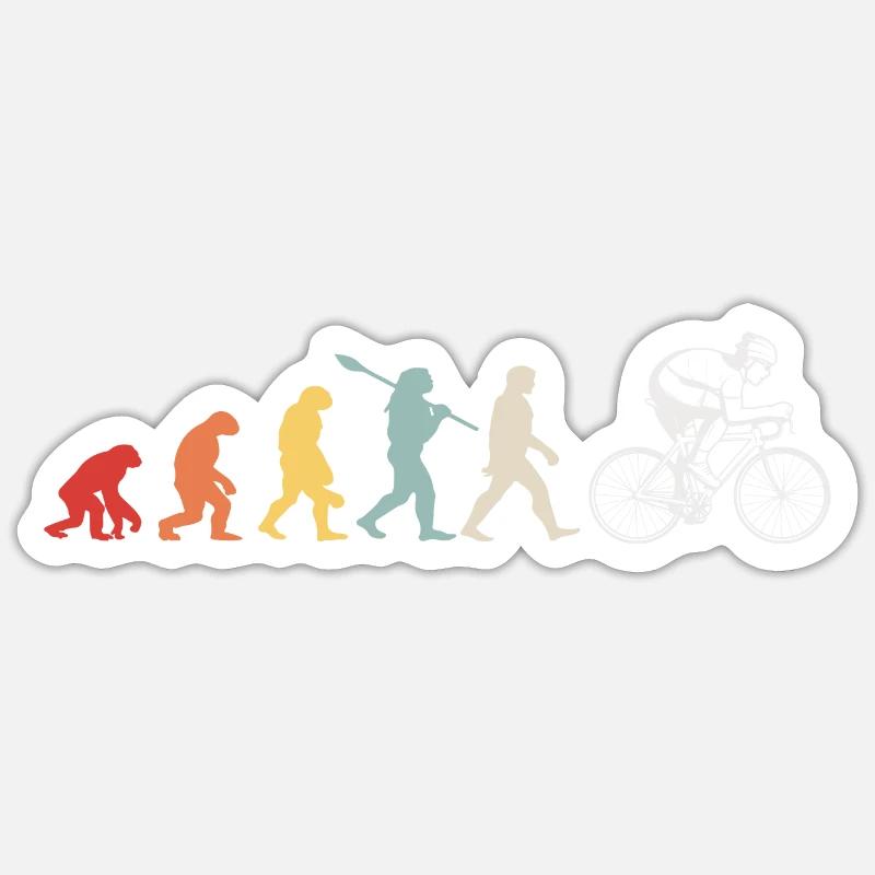 Evolution of cycling - Sticker size S (10 x 10 cm) - white matte