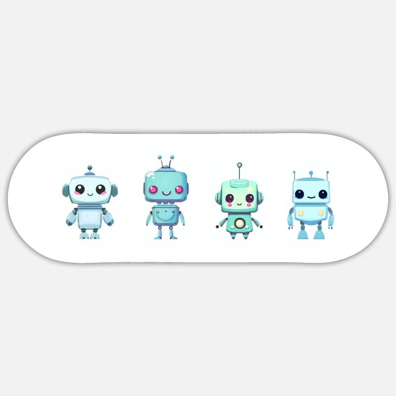 Cute Robots - Sticker Größe S (10 x 10 cm) - Mattweiß