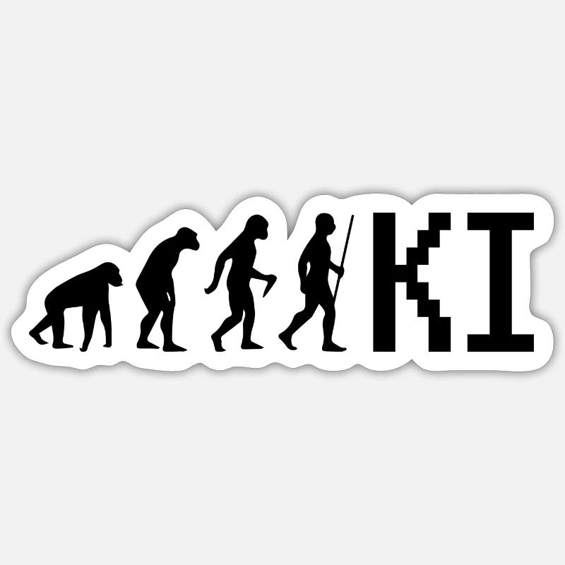 Evolution Computer Geschenk KI - Sticker Größe S (10 x 10 cm) - Mattweiß