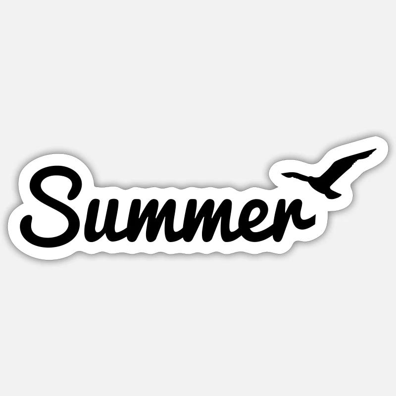 Summer Schriftzug mit Möwe - Sticker Größe S (10 x 10 cm) - Mattweiß