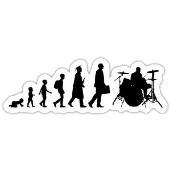 Entwicklung eines Schlagzeugers - Sticker Größe S (10 x 10 cm) - Mattweiß - Vorne