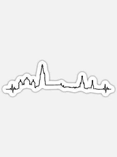 Herz Herzschlag Bern Schweiz Aare Silhouette - Sticker Größe S (10 x 10 cm) - Mattweiß
