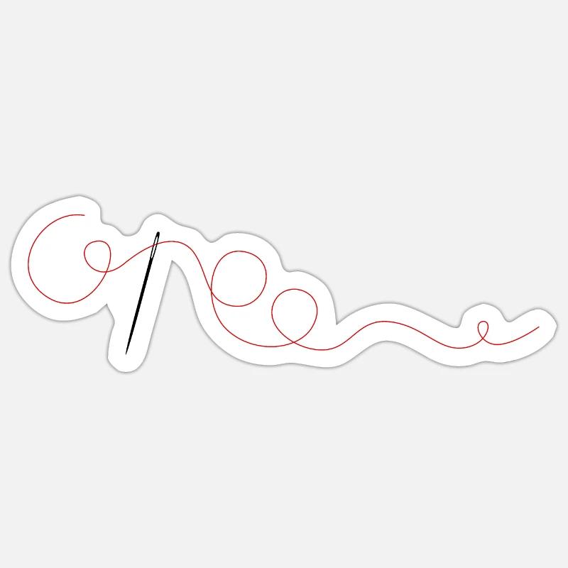 Needle and thread - Sticker size S (10 x 10 cm) - white matte