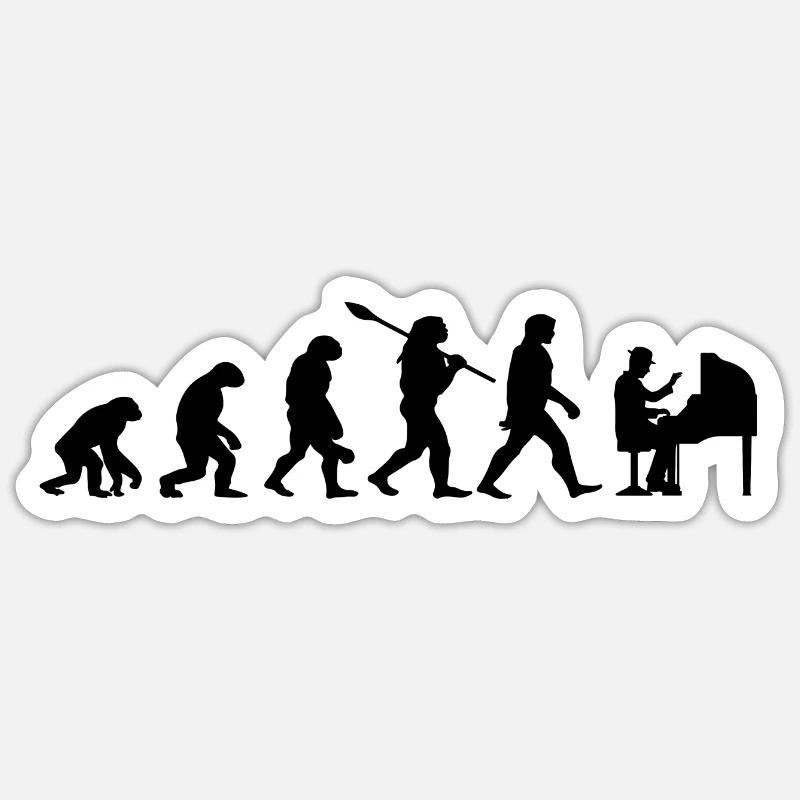 Evolution Klavier Pianist Klavier - Sticker Größe S (10 x 10 cm) - Mattweiß