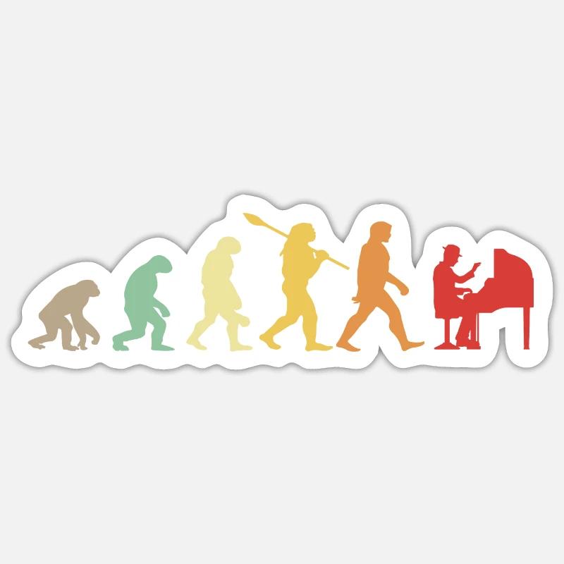 Evolution Klavier Pianist Klavier Sticker Größe S (10 x 10 cm)