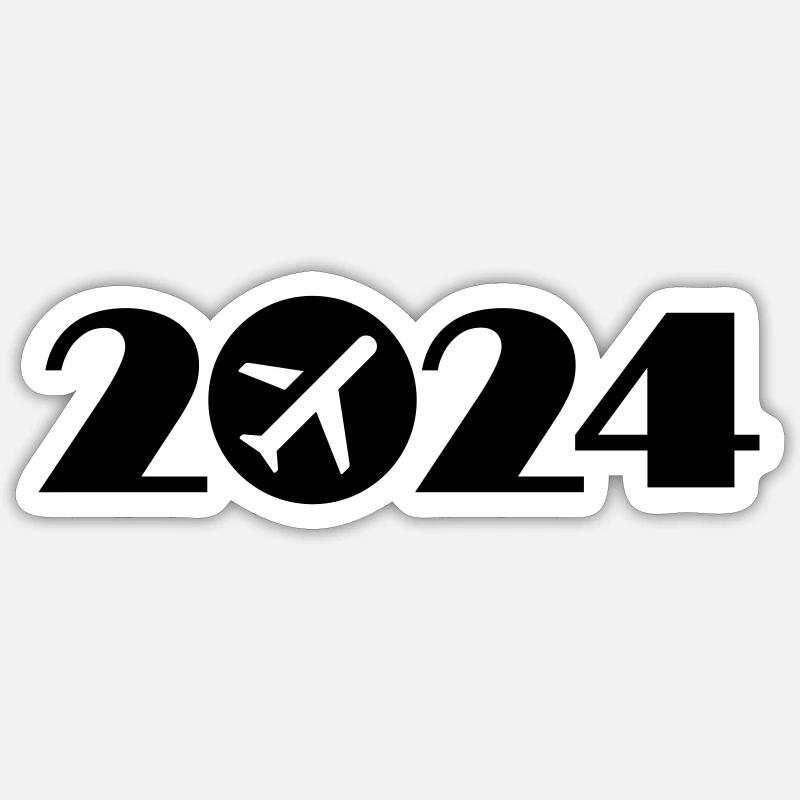 Vol, Voyage, Vacances 2024 - Sticker taille S (10 x 10 cm) - blanc mat